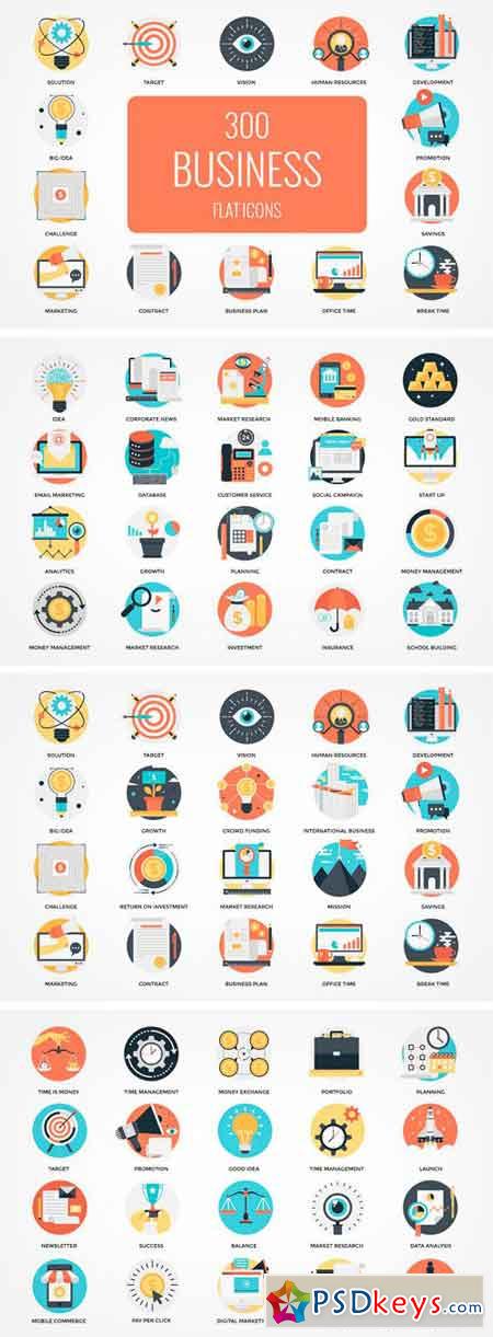 300 Flat Business Icons 2011058