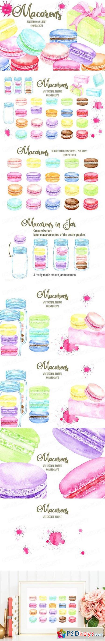 Watercolor Macaron Graphics 2007749