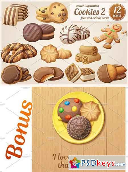 Cookies 2 Cartoon vector food icons 1870608
