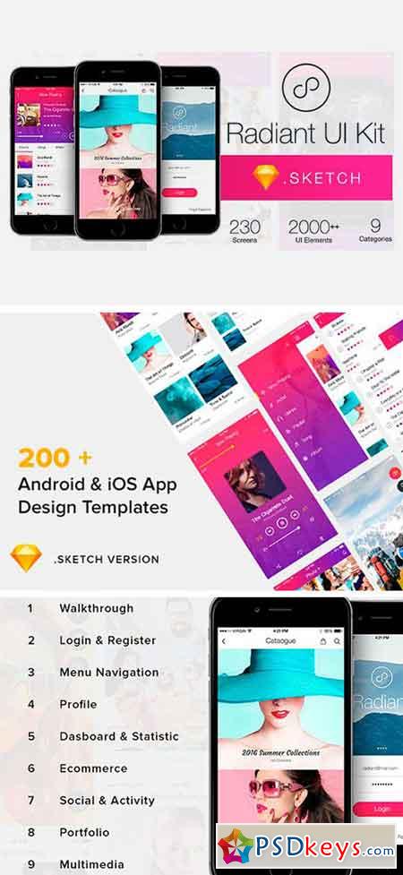 Radiant UI Kit - 200+ for Sketch 2022772