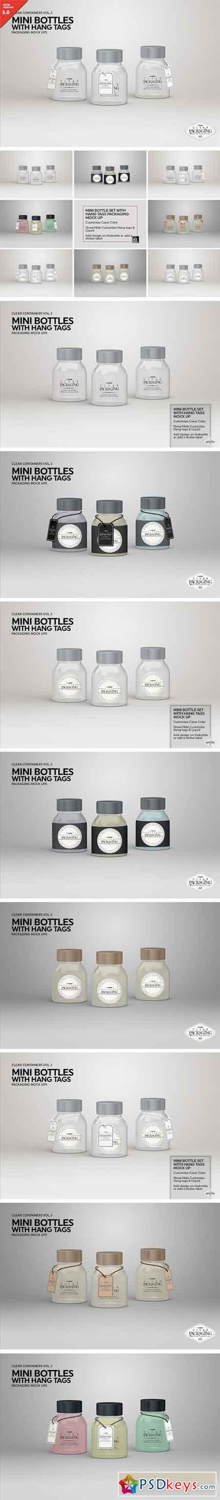 Clear Mini Bottle Set Mock Up 2022750
