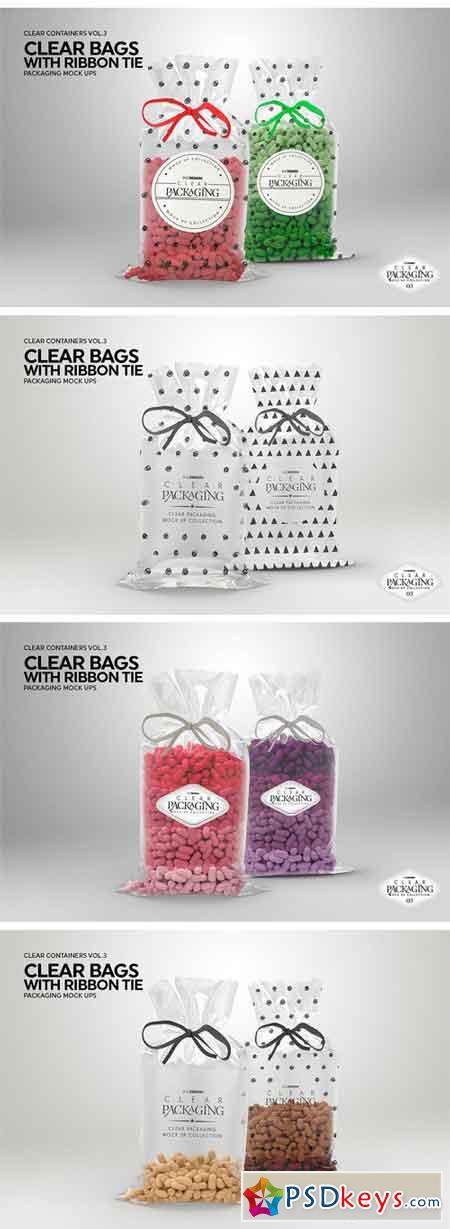 Clear Candy Bags with Ribbon MockUp 2022759