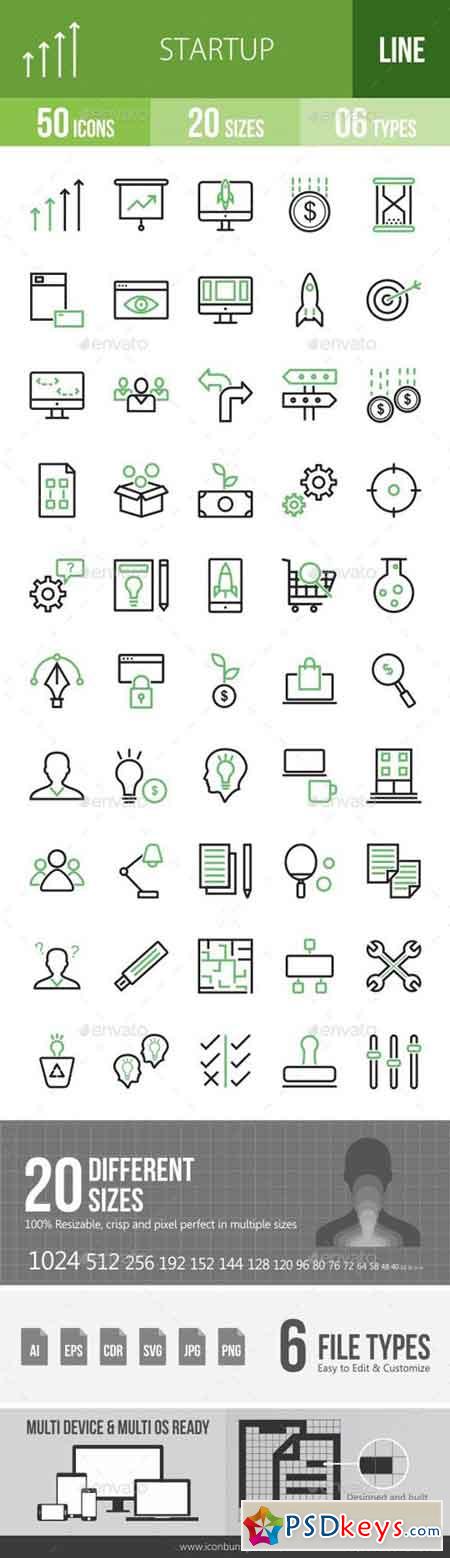 Startup Line Green & Black Icons 16847634