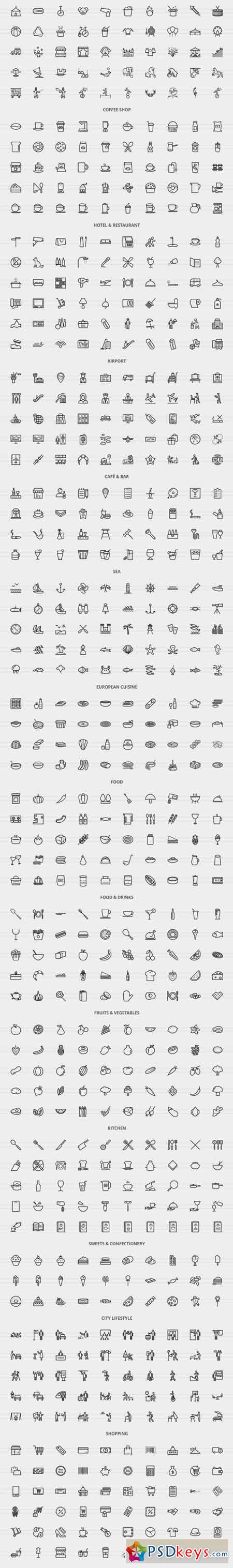 1240 Food & Travelling Line Icons 2037447