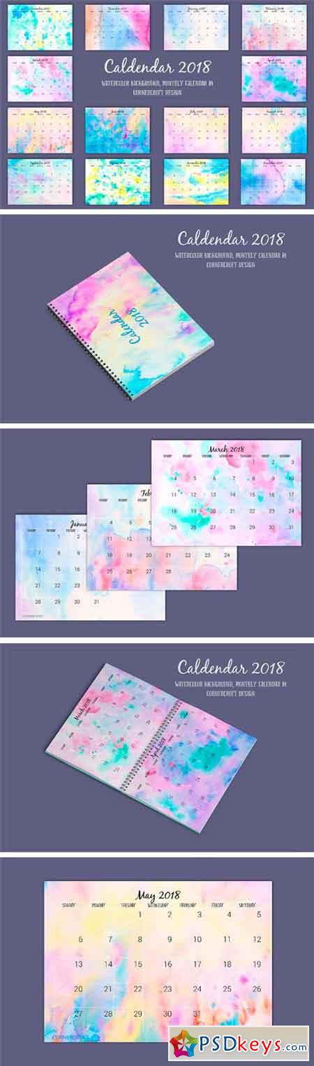 2018 Calendar Monthly Watercolor 2038803