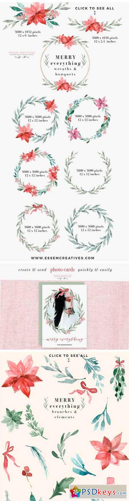 Merry Christmas Wreath Card Clipart 2038813