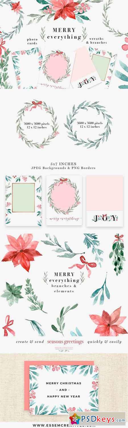 Merry Christmas Wreath Card Clipart 2038813