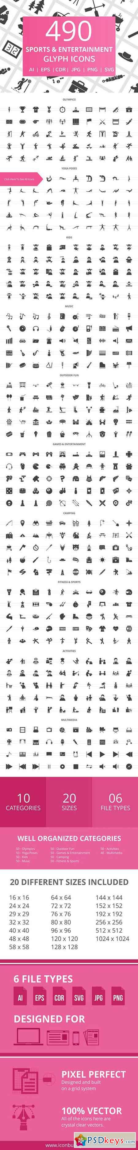 490 Sports Glyph Icons 2041717