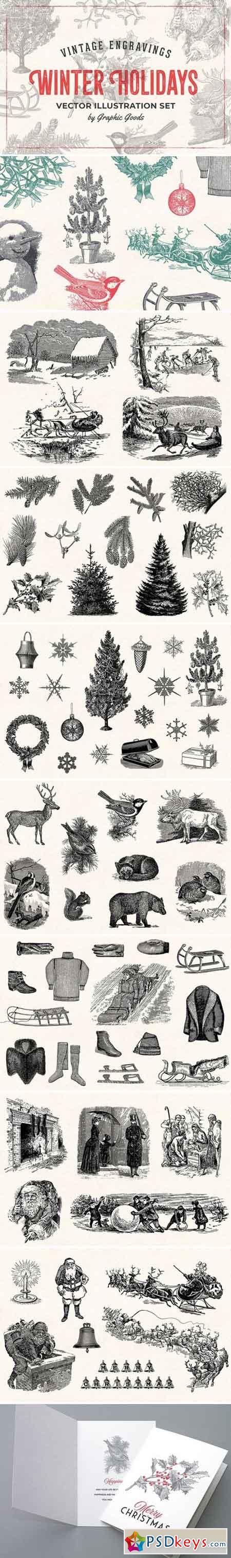 Winter Holidays - Vintage Engravings 2057291
