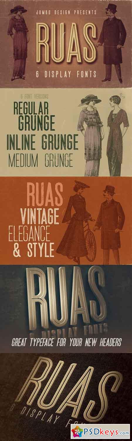 Ruas - Vintage Style Font 1387584