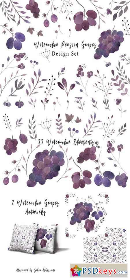 Watercolor Persian Grapes 2088240