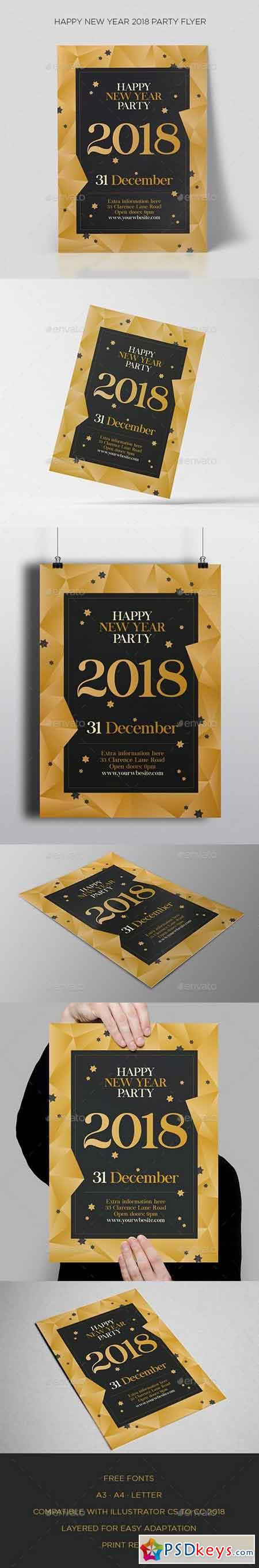 Happy New Year 2018 Party Flyer 21090650