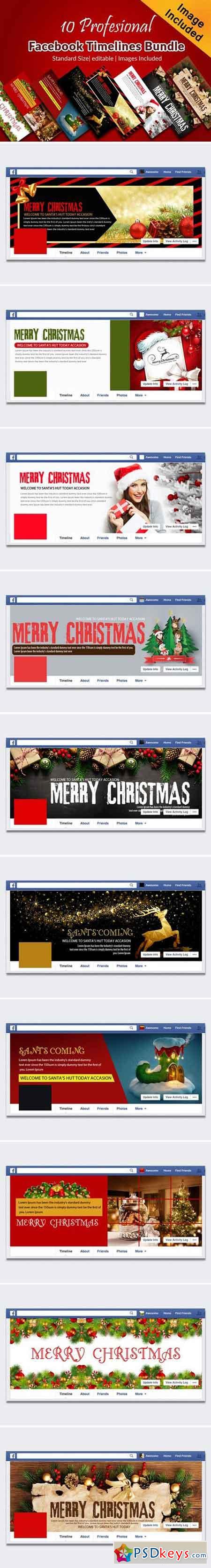 10 Christmas FaceBook Cover Bundle 2057422