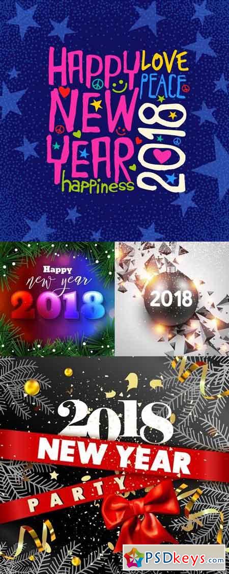 Vectors - Happy New Year 2018 Set 2