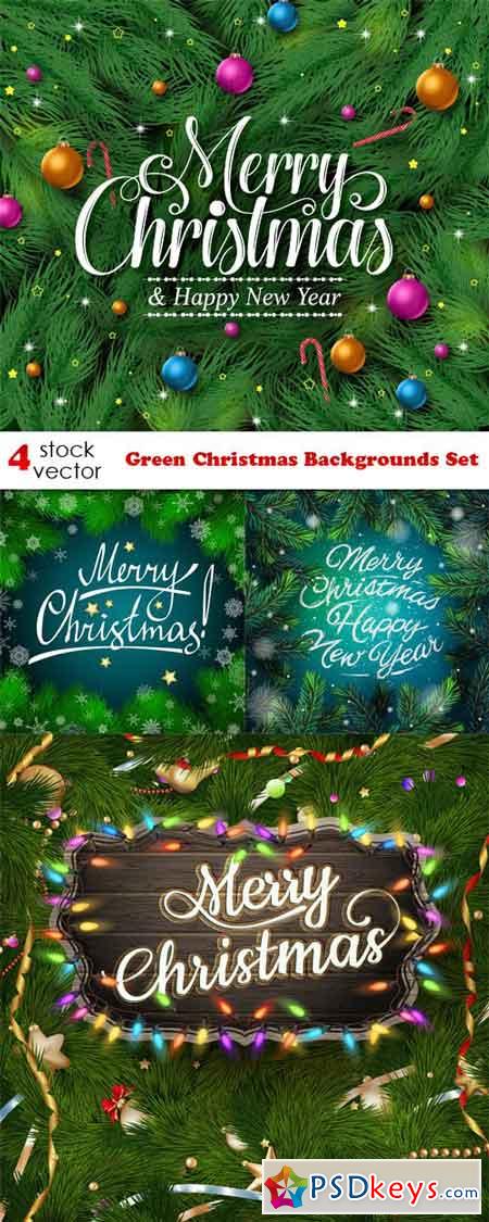 Vectors - Green Christmas Backgrounds Set » Free Download Photoshop ...