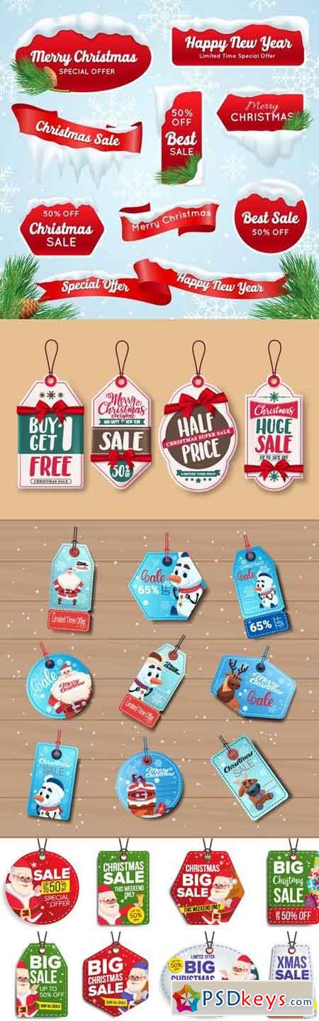 Vectors - Christmas Sale Stickers Set