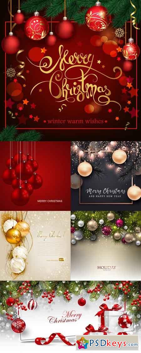 Vectors - Christmas Balls Backgrounds Set 12