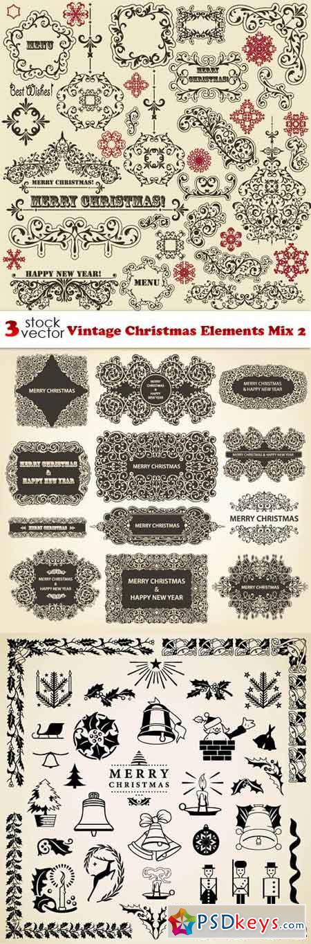 Vectors - Vintage Christmas Elements Mix 2