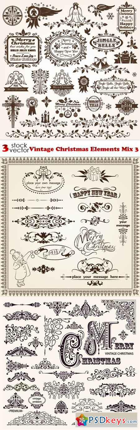 Vectors - Vintage Christmas Elements Mix 3