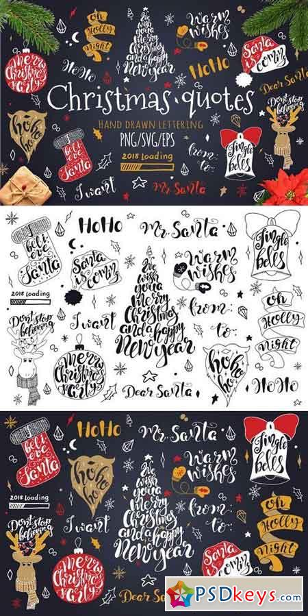 Merry Christmas quotes Lettering set 2029505
