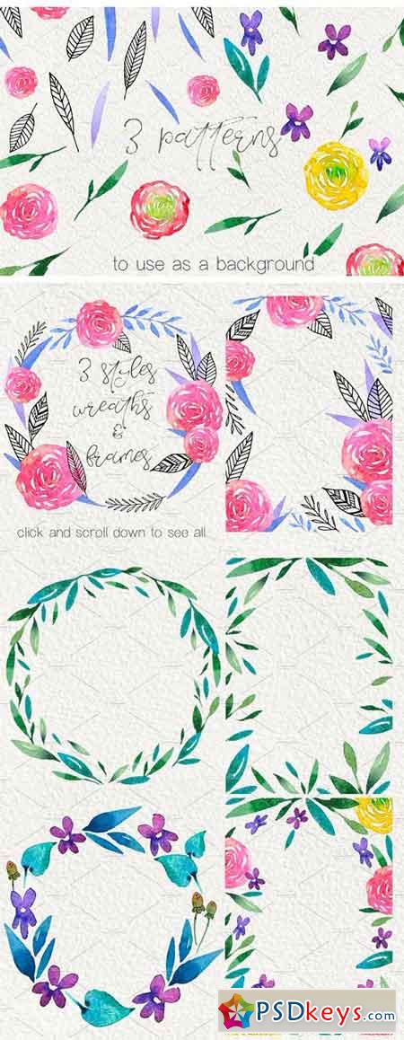 Flower Wine - Watercolor Design Kit 2052627