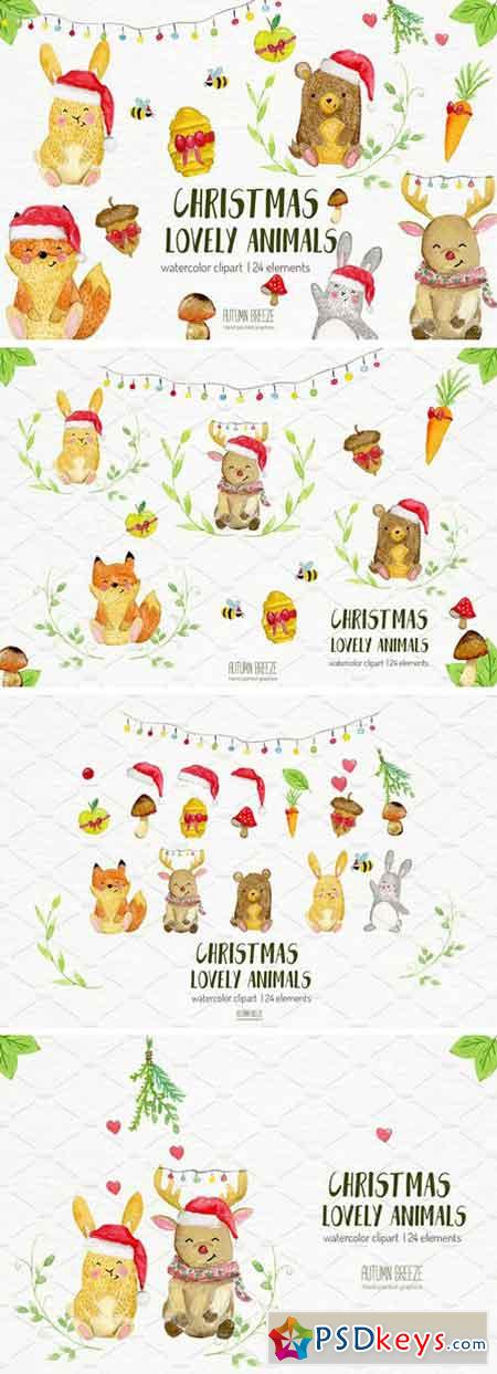 watercolor Christmas animals 1243154