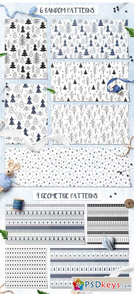 Winter Forest Seamless Patterns 2039066