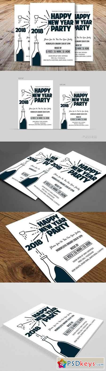 Minimal New Year Party Flyer 2045635