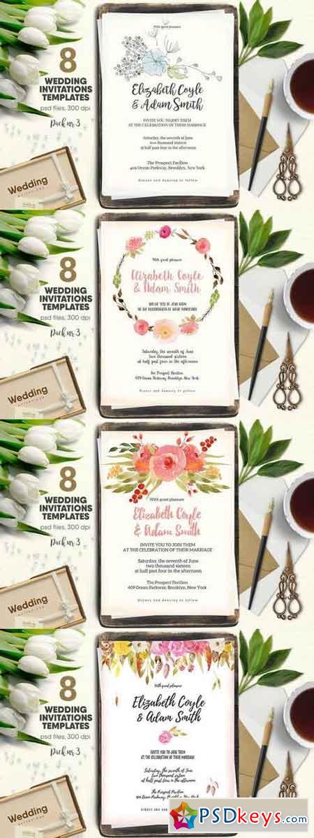 8 Wedding Invitations Pack 3 719895