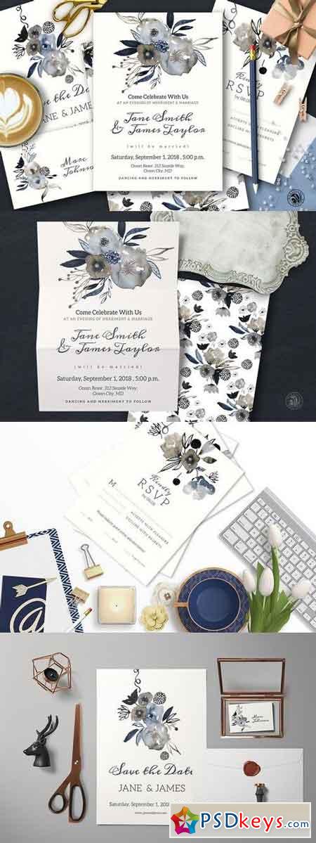 Grey Wedding Invitation Set 1141214