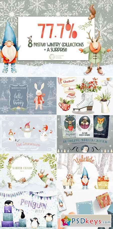 Winter & Christmas Watercolor Bundle 2088165