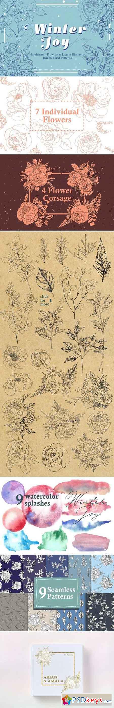 Winter Joy - Hand Drawn Flowers 2137099