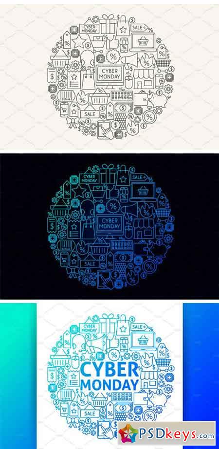 Cyber Monday Line Art Icons 2063156