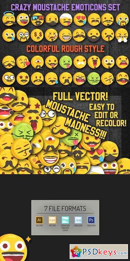 Funny Moustache Emoji Set 2063627