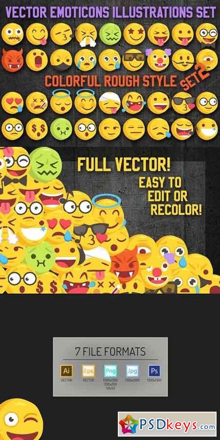 36 Rough Sketch Vector Emoji Set2 2062749