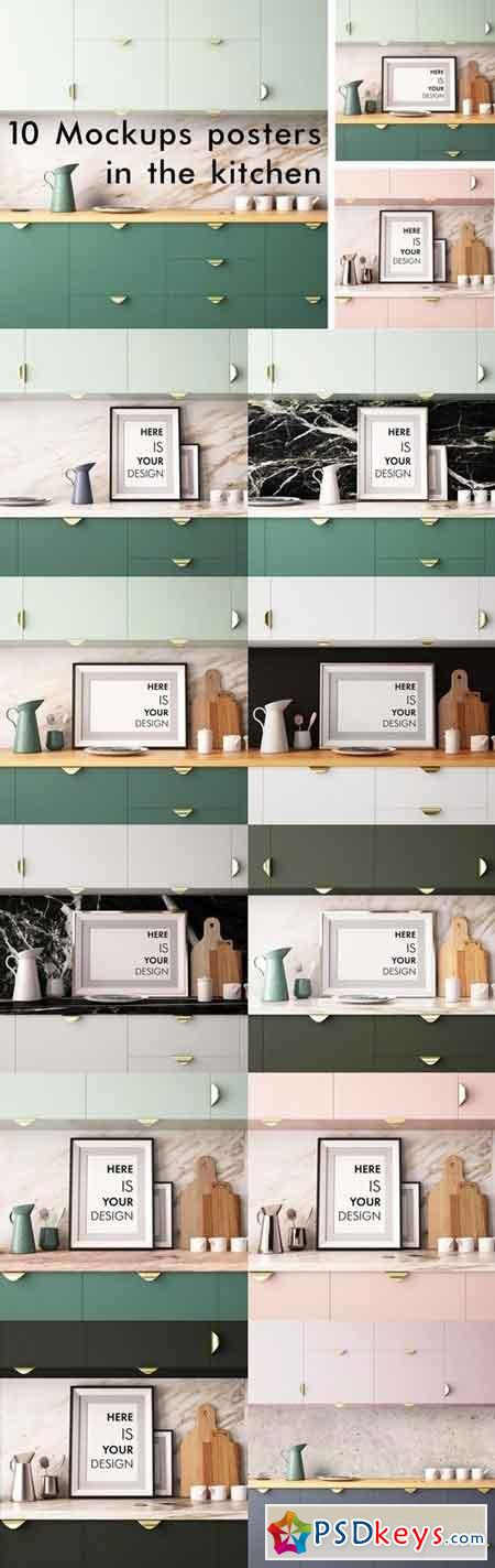 10 Mockups posters in the kitchen 1477410