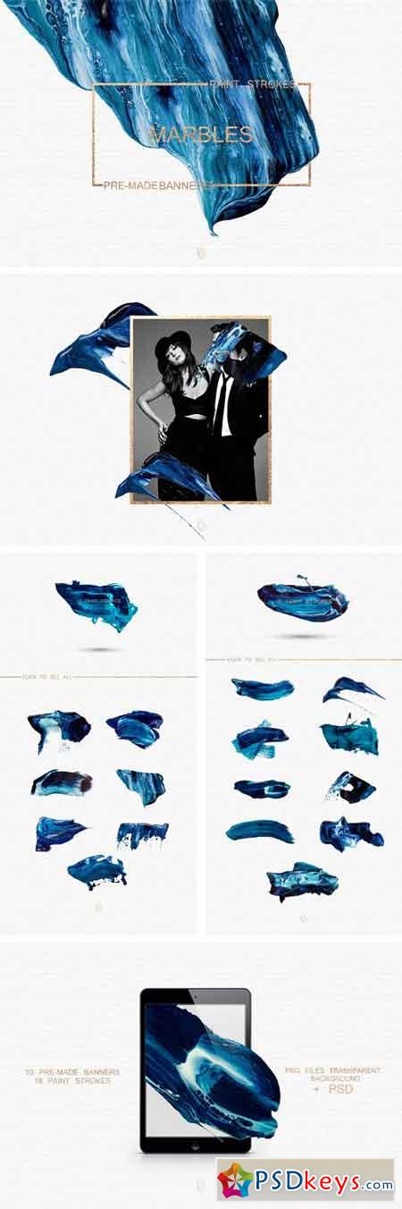 Blue Marbled Pre-made Banners 2108435