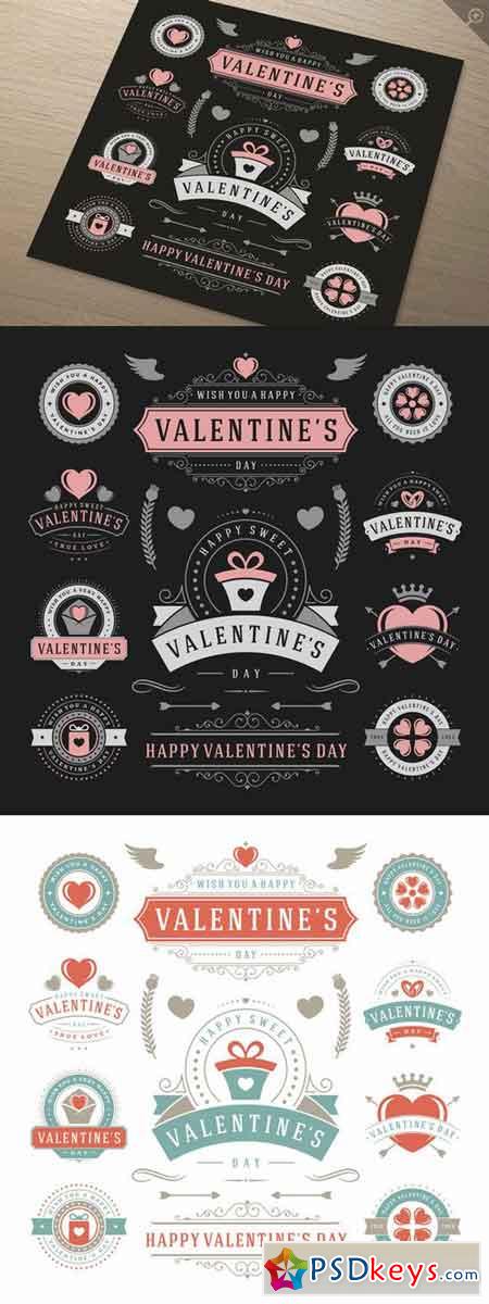 Valentine's Day Logo Badges & Labels 464629