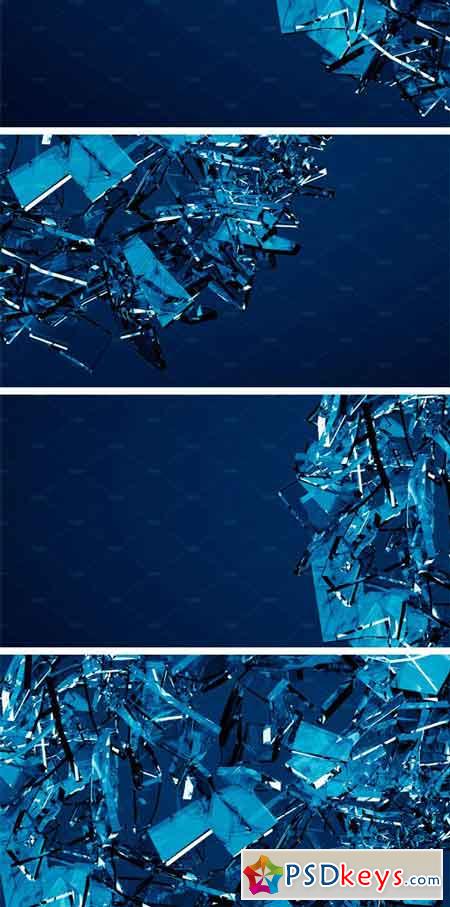 Blue Shattered Glass - 6 Backgrounds 2164641