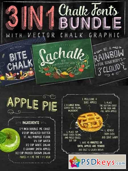 3 IN 1 Chalk Fonts Bundle + Extras 1797560
