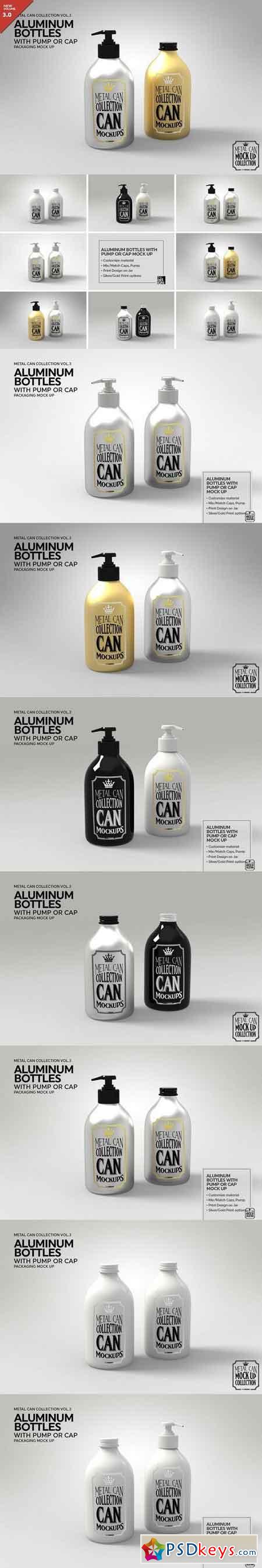 Aluminum Bottles Pump Cap MockUp 1928283