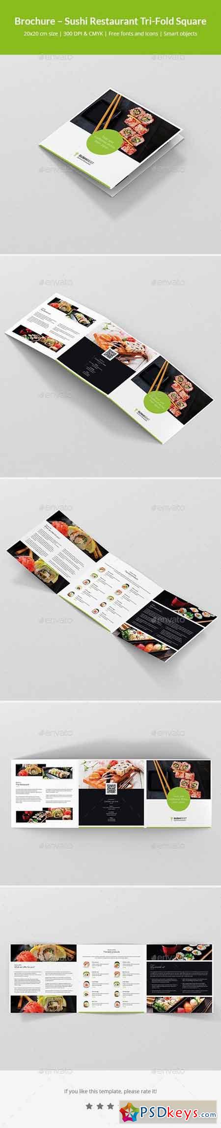 Brochure  Sushi Restaurant Tri-Fold Square 21127444