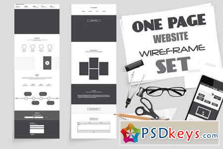 One Page Website Wireframe Kit. #3 1485846