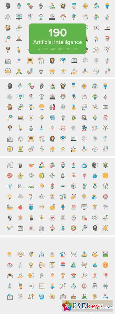Artificial Intelligence Flat Icons 2164549