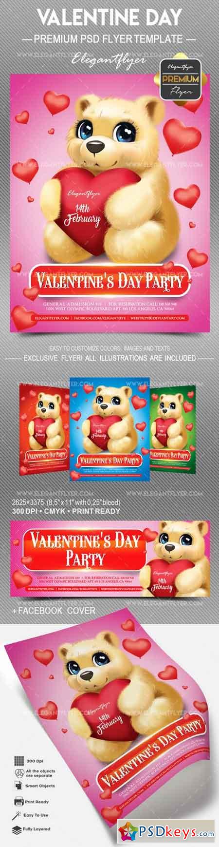 Valentine Day – Flyer PSD Template + Facebook Cover