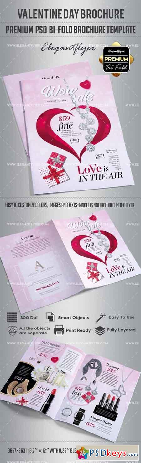 Valentines Day – Premium Bi-Fold PSD Brochure Template