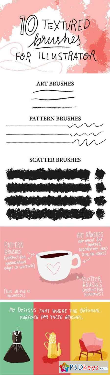 10 textured brushes for Illustrator 1914786