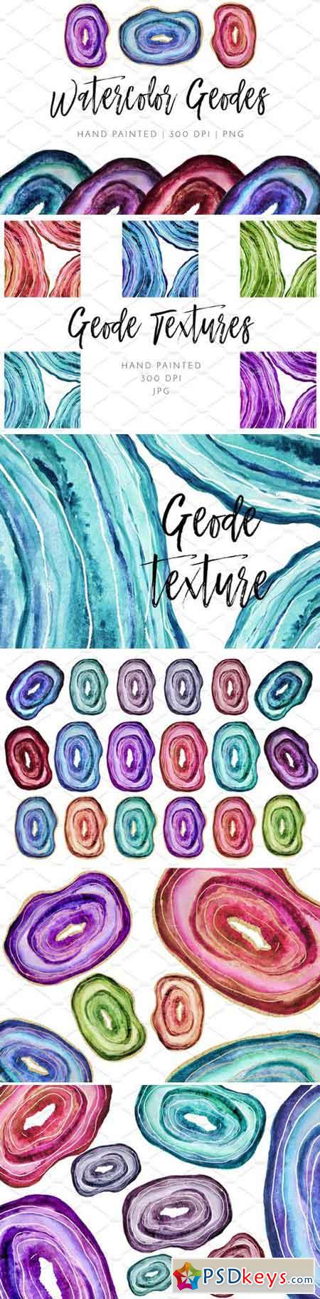 Hand Painted Watercolor Geode Agate 2176458