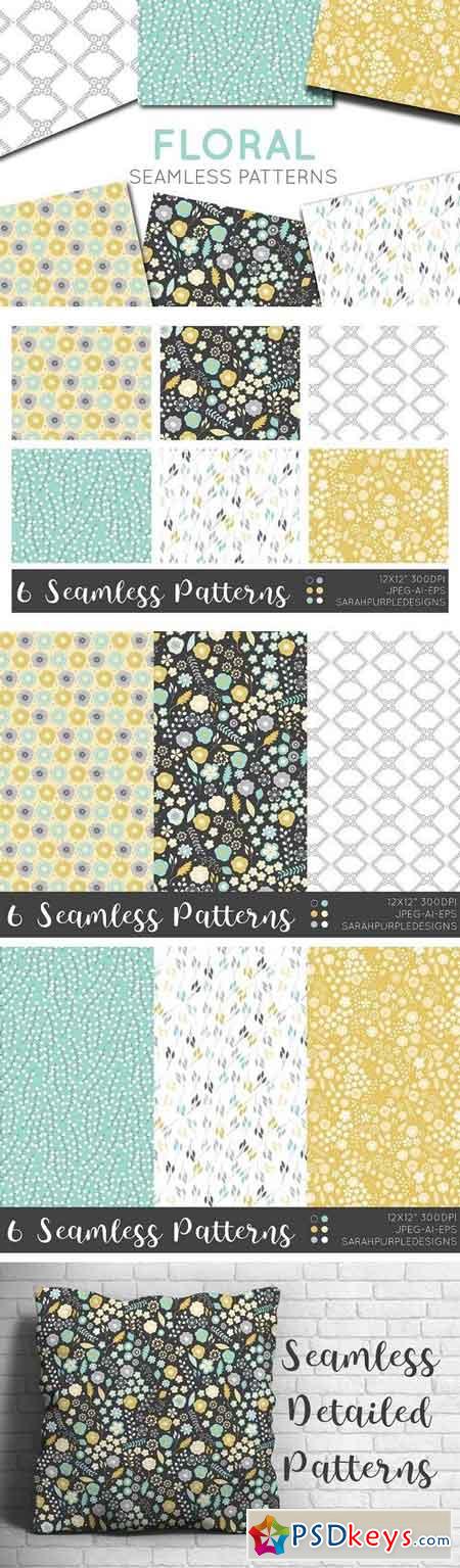 Grey, Yellow & Mint Floral Patterns 705707
