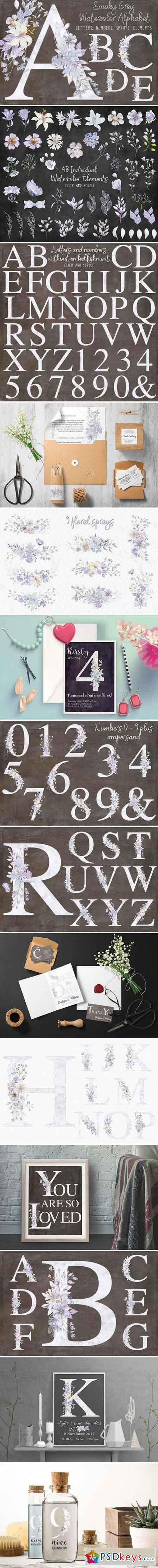 Smoky grey letters, numbers & sprays 2175323